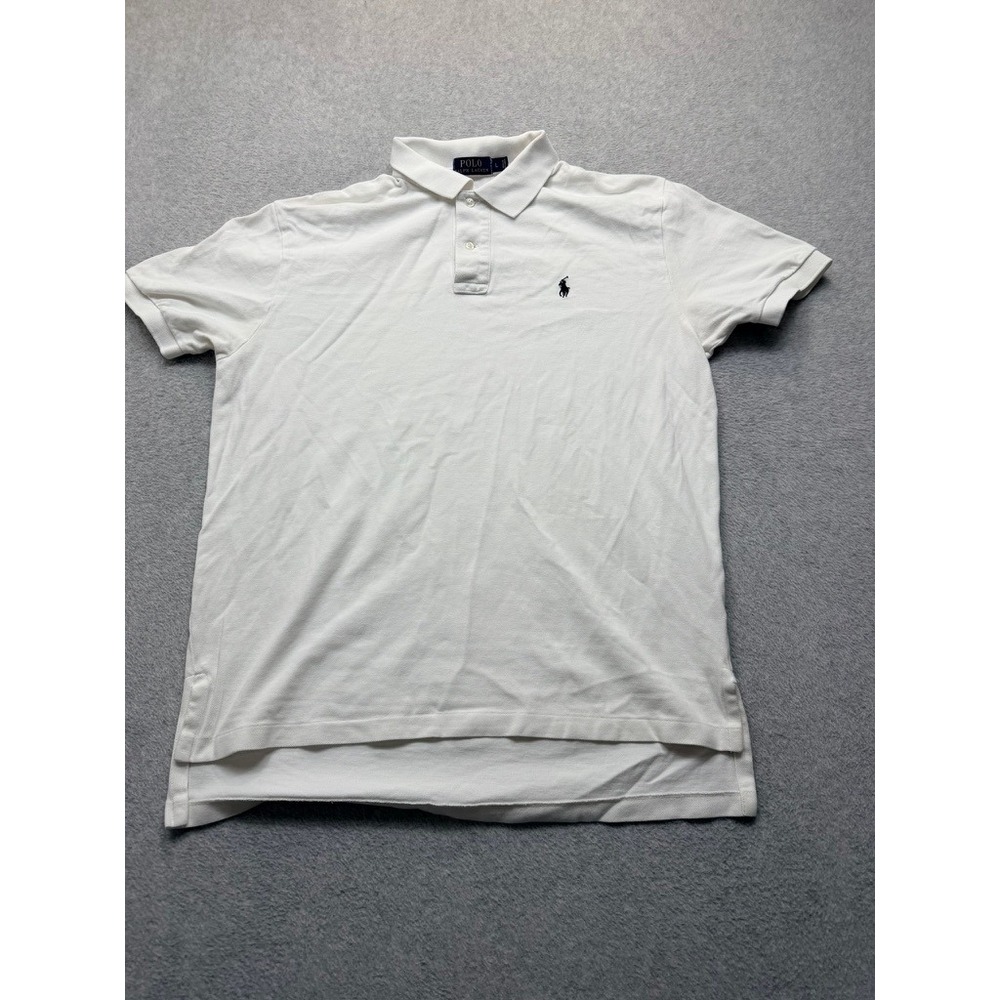 Polo Ralph Lauren Mens White Cotton Pique Short Sleeve Polo Shirt Large L